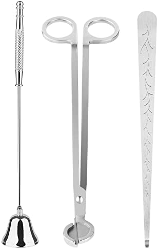 Kirecoo 3-in-1 Candle Accessory Set with Trimmer Snuffer & Dipper, Silver