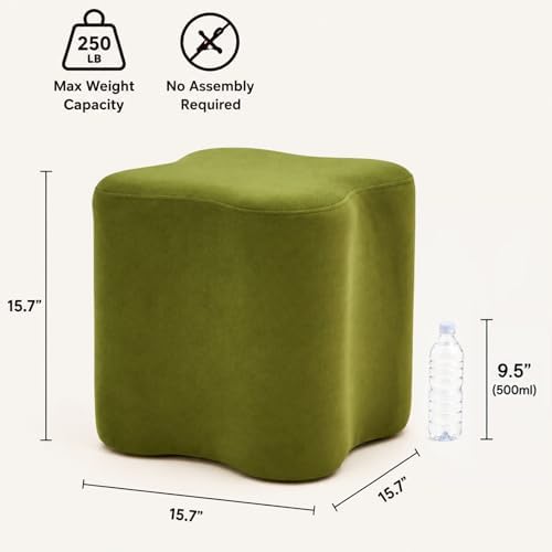 Flower-Shaped Ottoman Foot Stool, 15.7" Velvet Accent Ottoman