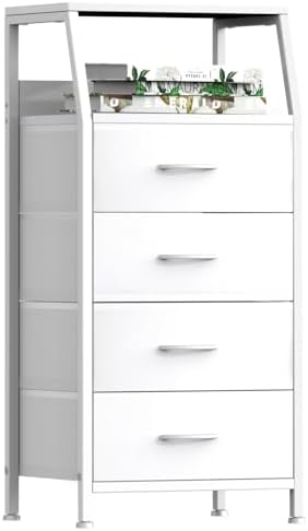 4 Drawers Small Fabric Dresser for Bedroom, Tall Dorm Nightstand
