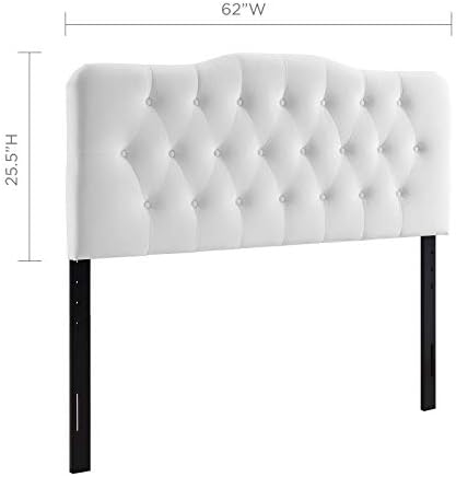Modway Annabel Diamond Tufted Performance Velvet Queen Headboard in White