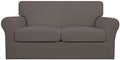 Easy-Going 3 Pieces Stretch Soft Couch Cover for Dogs - Washable Sofa Slipcover for 2 Separate Cushion Couch - Elastic Furniture Protector for Pets, Kids (Loveseat, Taupe, Medium)