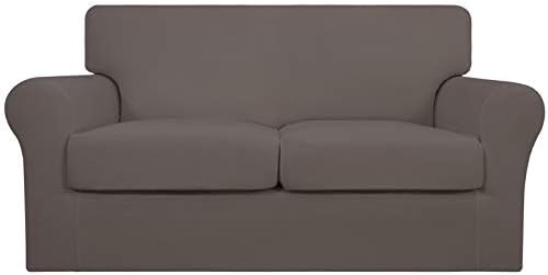 Easy-Going 3 Pieces Stretch Soft Couch Cover for Dogs - Washable Sofa Slipcover for 2 Separate Cushion Couch - Elastic Furniture Protector for Pets, Kids (Loveseat, Taupe, Medium)