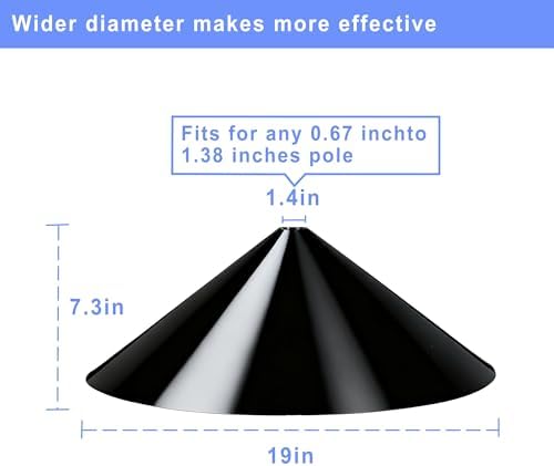 Squirrel Baffle for Bird Feeder Pole - 19 Inch for Protects Hanging Feeders (2 Pack, Black)