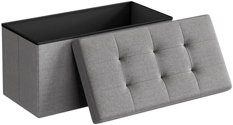SONGMICS 30 Inches Folding Storage Ottoman Bench, Load 660 lb