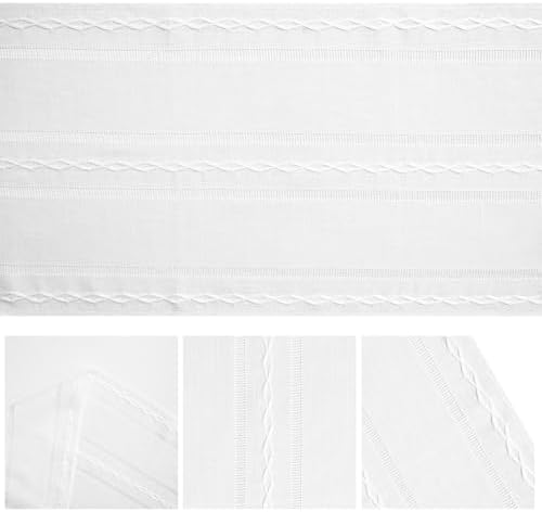 Artoid Mode White Rustic Cotton Linen Table Runner 13x36 Inch