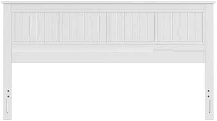 ComfIQ Serene Wood Panel Headboard with Window-Pane Design, King, White