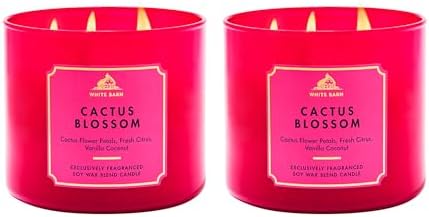 Bath & Body Works 3-Wick Candle, Cactus Blossom, Soy Wax Blend, 2 Pack