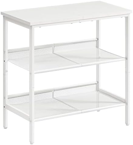 HOOBRO End Table, 3-Tier Narrow Side Table, Nightstand with 2 Flat or Slant Adjustable Shelves for Small Spaces, Hallway, Living Room, Bedroom, Sturdy, Easy Assembly, White WT23BZ01G1