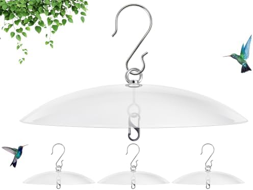 10" Bird Feeder Rain Guard, Hummingbird Feeder Shade Dome Cover, Hanging Baffle for Bird Feeder Pole,Smart Birds Feeder's Umbrella(Translucent), 4 Pack