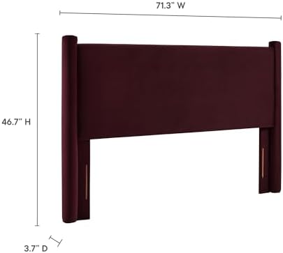 Modway Rael Queen Upholstered Headboard with Pillars in Mulberry – Velvet Headboard – Stain-Resistant Performance Velvet Headboard for Queen Size Beds