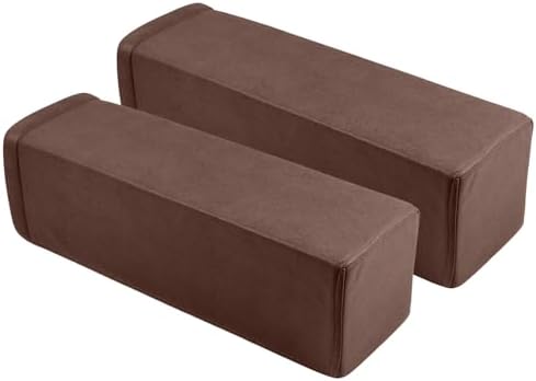 2 Pack Couch Arm Rest Pillow, 6''x6''x20'' Faux Leather Waterproof Cover, High Density Foam Armrest Cushion, Removable & Washable Elbow Support for Sofa, Bed, and Armchair (Dark Brown)
