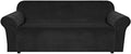 H.VERSAILTEX Stretch Velvet Sofa Covers Large Couch Covers Sofa Slipcovers with Non Slip Straps Underneath The Furniture, Feature Thick Comfy Rich Velour (XL Sofa, 98"-105", Black)