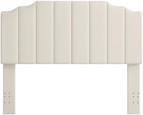 Befurtori Queen Size Headboard Only, Velvet Wall Mount Headboard, Cream