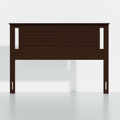 ComfIQ Serene Wood Panel Headboard with Horizontal Scoring, Queen, Walnut