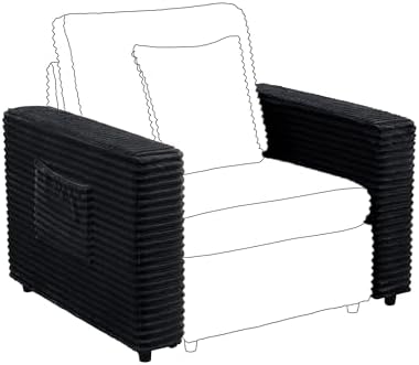 LEVNARY Modular Sofa Armrest Set of 2 with Side Storage Pockets, Faux Rabbit Fur Upholstered Arm Panels, Compatible with Modular Recliner System (Black)
