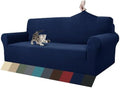 ZNSAYOTX 1 Piece Jacquard Couch Covers for 3 Cushion Couch High Stretch Sofa Cover for Pets Dogs Anti Slip Extra Large Sofa Slipcovers Furniture Protector (XL Sofa, Navy Blue)
