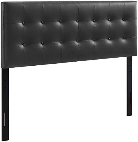 Modway Emily Button Tufted Faux Leather Upholstered Full Headboard in Black