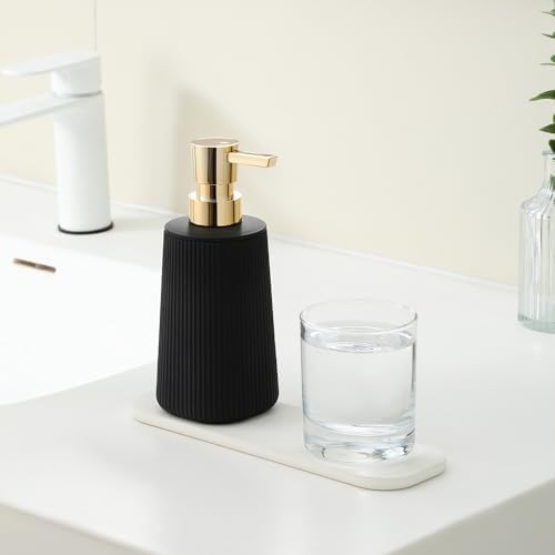 YAUKPH Small Soap Dispenser for Bathroom and Kitchen Matte Black and Gold