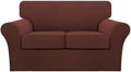 Turquoize 3 Piece Sofa Covers For 2 Cushion Couch Sofa Slipcover Soft Couch Cover For Dogs-Washable Sofa Furniture Cover With 2 Individual Cushion Covers, Thick Jacquard Fabric (Loveseat, Burnt Brick)