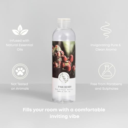 Reed Diffuser Refill/Pink Berry 200ml (6.76 fl.oz), Reed Diffuser Oil Home Fragrance for Bathroom, Bedroom, Office Decor