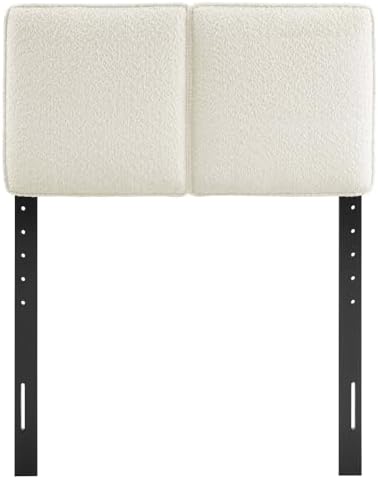Modway Lindee Twin Size Upholstered Headboard with Slate Boucle Fabric - Pillow Style Headboard for Kid's Room or College Dorm - Fabric Twin Headboard with Adjustable Mounting Positions