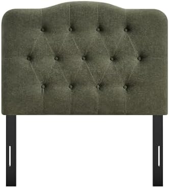 Modway Annabel Premium Linen Blend Twin Headboard in Sage - Soft Fabric Headboard Only with Diamond Button Tufting and 7 Height-Adjustable Positions
