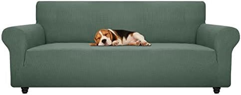 ZNSAYOTX Stretch Oversized Couch Cover Universal Sofa Covers for Living Room Dogs Pet Furniture Protector Spandex Extra Large Sofa Slipcovers with Anti Slip Foam Sticks (Pea Green, XL Sofa)