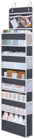 Univivi Over the Door Organizer for Baby Essential, 6-shelf, Dark Grey