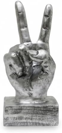 Nice purchase Hand Finger Gesture Desk Statues Fingers Sculpture Creative Home Living Room Cabinet Shelf Decoration (Victory Gesture in Silver)