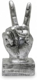 Nice purchase Hand Finger Gesture Desk Statues Fingers Sculpture Creative Home Living Room Cabinet Shelf Decoration (Victory Gesture in Silver)