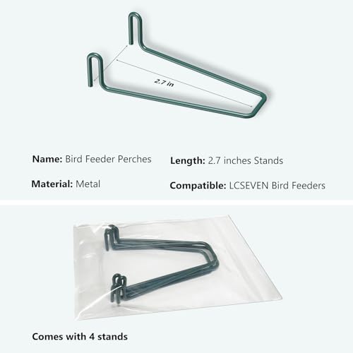 LCSEVEN Metal Feeding Ports Stands for Bird Feeder 4-Pack, Standing Perches for Feeders, Compatible With LCSEVEN Feeders