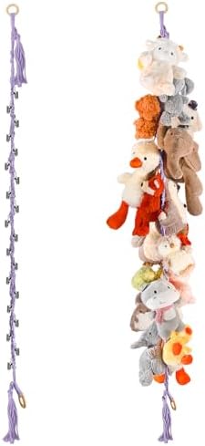 CERETIA 80" Stuffed Animal Organizer Chain, Wall Corner Storage, Purple