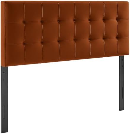 Modway Lily Performance Velvet King Size Headboard with Biscuit Tufting in Rust - Stain-Resistant Upholstery with Padded Design and 5 Height-Adjustable Mounts