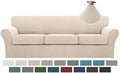 Turquoize 4 Piece Sofa Covers For 3 Cushion Couch Sofa Slipcover Soft Couch Cover For Dogs-Washable Sofa Furniture Covers With 3 Individual Large Cushion Covers Feature Fabric (XL Sofa,Biscotti Beige)