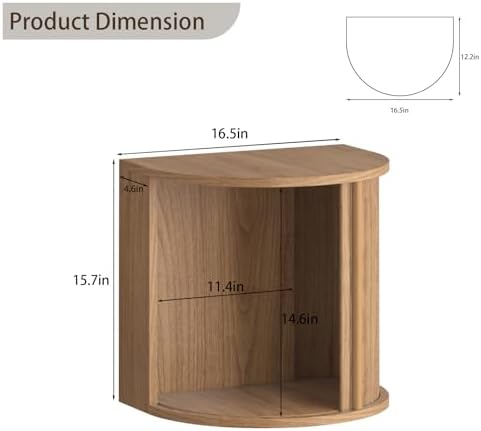 Floating Nightstand Set of 2 with Sliding Roller Shutter Doors,Walnut