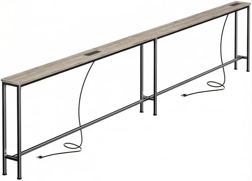 SUPERJARE Sofa Table with 2 Power Outlets and USB-C Ports, 5.9 Inch Narrow Console Table with Storage, Extra-Long, for Entryway Hallway Couch Behind Sofa, Small Spaces (Oak, 5.9"D x 110.2"W x 29.7"H)