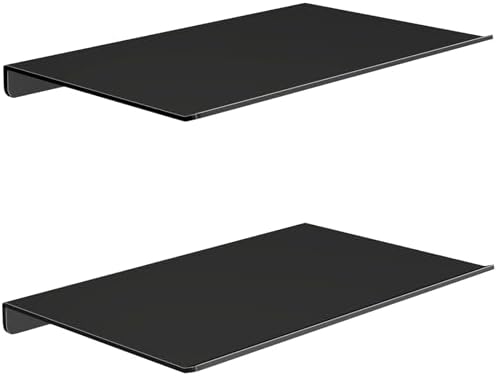 MKO 8" Small Floating Shelves for Wall, Metal Wall Mounted Shelf for Bathroom, Bedroom, Living Room, Kitchen, Little Mini Tiny Display Hanging Shelves for Books/Storage/Room Decor 2 Packs, Black
