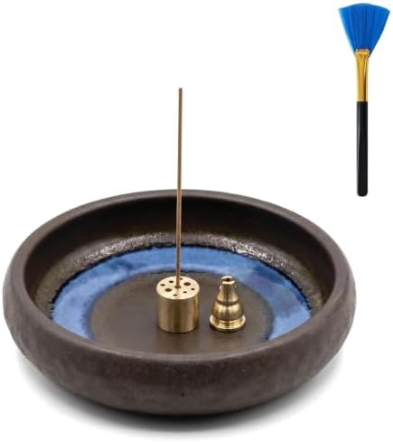 6 Inch Japanese Incense Holder for Stick,Ceramic Handmade Brown