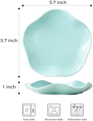 ABRUTY Spoon Rest for Stove Top, Ceramic Spoon Holder for Counter, Modern Farmhouse Decor Accessories for Spatula, Spoons or Tongs, Flower Shape, Turquoise