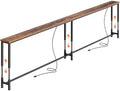 Huuger 102.4 Inch Sofa Table with Power Outlets, Skinny Behind Couch Table