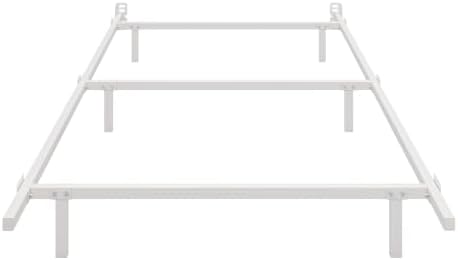 SHA CERLIN 7 Inch Metal Bed Frame, 6-Leg Box Spring Base, White, Twin