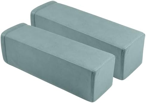 2 Pack Couch Arm Rest Pillow, 6''x6''x20'' Faux Leather Waterproof Cover, High Density Foam Armrest Cushion, Removable & Washable Elbow Support for Sofa, Bed, and Armchair (Blue)