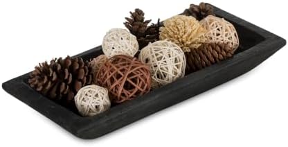 Hanobe Wood Decorative Bowl for Coffee Table Entryway Decor, Rustic Black