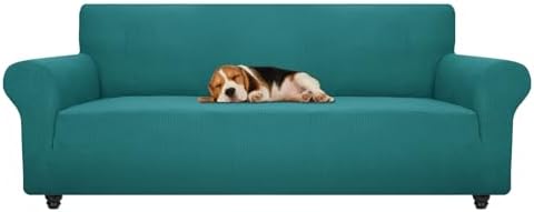 ZNSAYOTX Stretch Oversized Couch Cover Universal Sofa Covers for Living Room Dogs Pet Furniture Protector Spandex Extra Large Sofa Slipcovers with Anti Slip Foam Sticks (Peacock Teal, XL Sofa)
