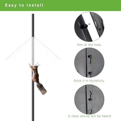 Squirrel Baffle for Bird Feeder Pole - 19 Inch for Shepherd’s Hook, Squirrel Proof Cone (1 Pack, Semi-Transparent)