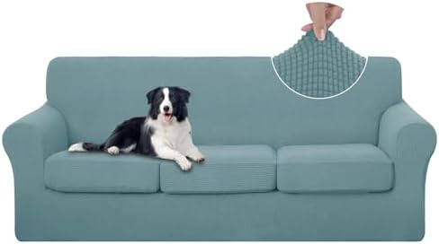 U-NICE HOME 4 Pieces Stretch Couch Cover Sofa Slipcover, Light Blue