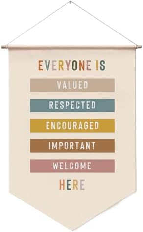 Welcome Banner for Classroom Wall Decor, Everyone Is Welcome Here Wall Hanging Sign, Boho Rainbow Playroom Decor, Classroom Welcome Sign for Teachers Kids