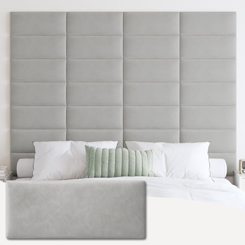 IFNOW Wall Mounted Headboard, Peel and Stick Panels, Light Grey, King