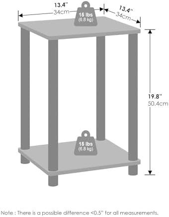 Furinno Turn-N-Tube Toolless 2-Tier Open Shelf Night Stand, French Oak