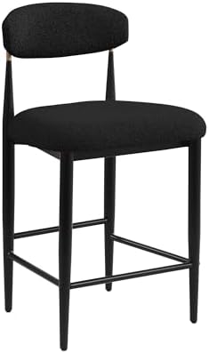 Morden Fort Counter Height Bar Stools Set of 4 with Backs, Black Boucle